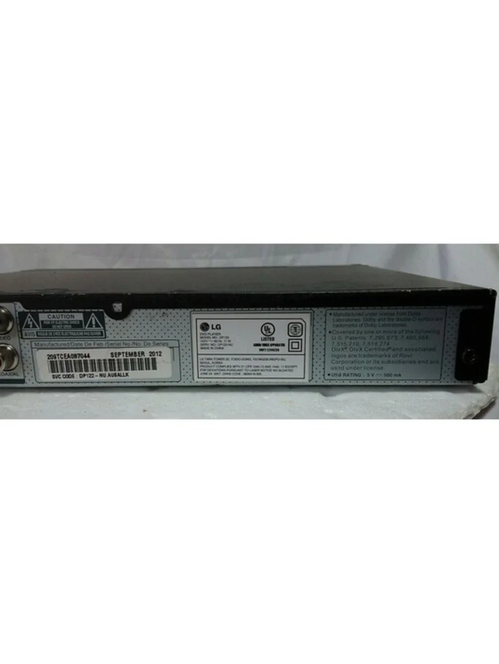LG DP122 DVD CD USB Player Direct Recording Multi-Format Black Tested No Remote - Picture 10 of 11